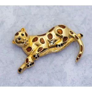 Vintage Big Cat Cheetah Brooch - CH1